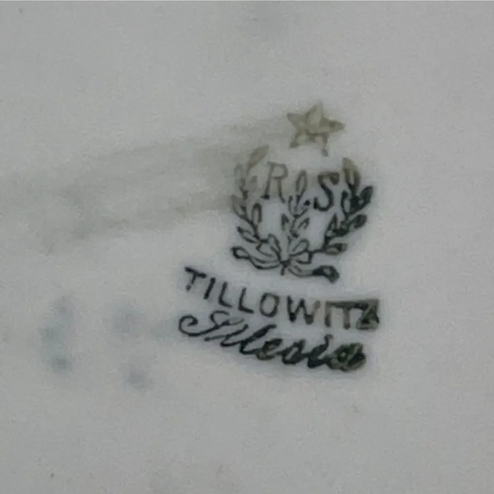 RS Tillowitz Silesia Dresser Set Opalescent Footed Hair Receiver Powder Jar Tray
